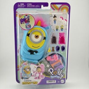 Polly‎ Pocket x Minions Compact Set - Agnes, Carl, Bob, Fluffy Unicorn Spring L